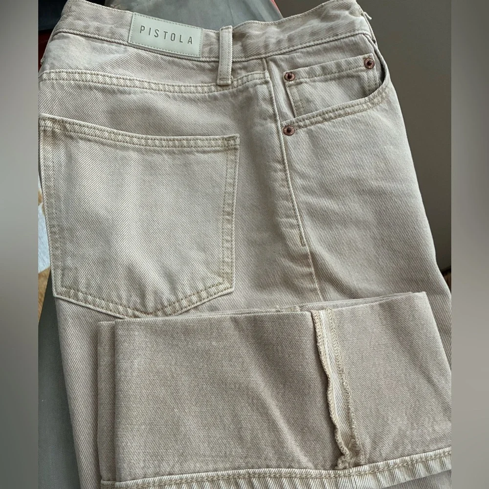 Pistola Ryder High-Rise Straight Leg Cuffed Jeans Oat color Size 27 - Picture 13 of 13